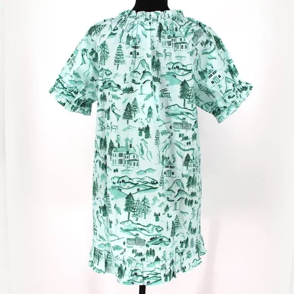 Hill House Home Katherine Nap Dress Ski Chalet Mini Ruffle Trim Green Medium NEW - Picture 7 of 8